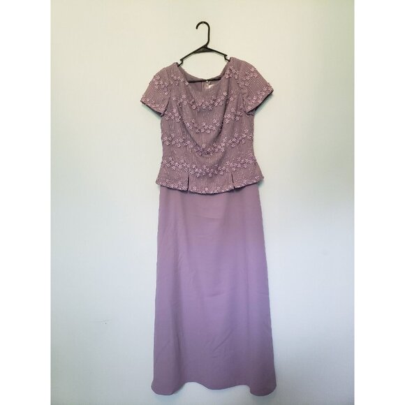 Forever Yours Dresses & Skirts - Forever Yours Mother Of The Bride Maxi Dress Womens 8 Short Sleeve Purple Floral